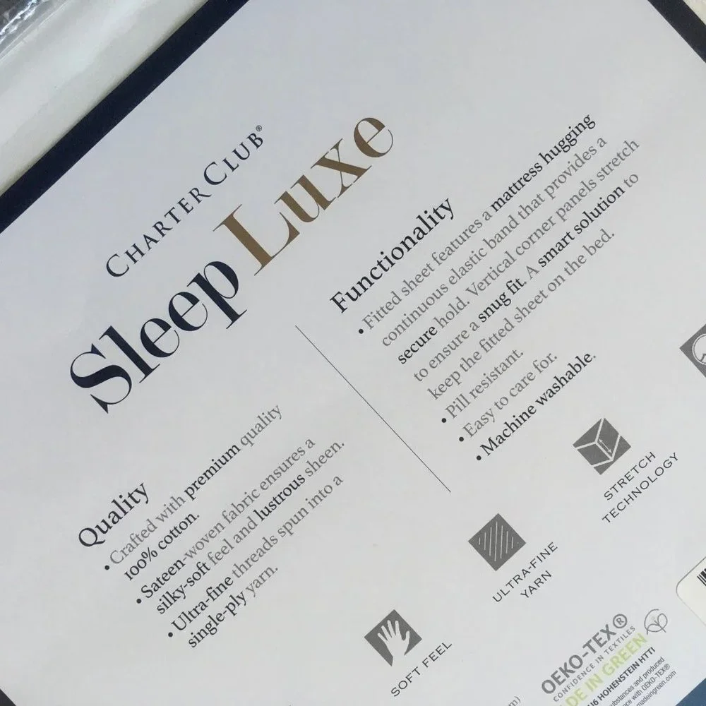 new WHITE Charter Club Sleep Luxe 800 TC Cotton Extra-Deep FULL Sheet Set
